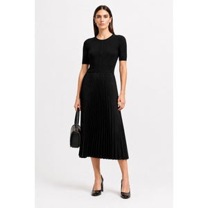 Hugo Boss Frizana Fitted Knit Jumper Short Sleeve Crewneck Dress Black M NWT