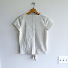 Load image into Gallery viewer, J. Crew Textured Button-Down Tie Front V-Neck Short Sleeve Blouse Cream XS
