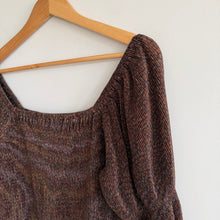 Load image into Gallery viewer, Anthropologie Bishop Smocked Metallic Shimmer Bell Sleeve Cropped Blouse Brown M
