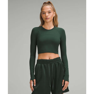 Lululemon Swiftly Tech Cropped Long-Sleeve 2.0 Activewear Top Legacy Green 6