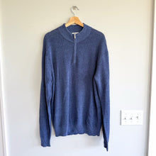 Load image into Gallery viewer, Peter Millar Wool Blend Ribbed Knit Mock Neck 1/4 Zip Pullover Sweater Blue XL
