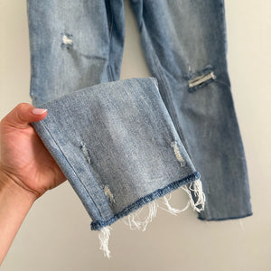 Kut From The Kloth High Rise Distressed Button Fly Jeans Blue 0