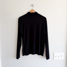 Load image into Gallery viewer, Eileen Fisher Ribbed Stretch Long Sleeve Turtleneck Top Black L
