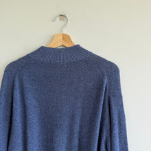Load image into Gallery viewer, Peter Millar Wool Blend Ribbed Knit Mock Neck 1/4 Zip Pullover Sweater Blue XL
