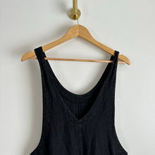 Load image into Gallery viewer, Cut Loose Solid Linen V-Neck Overalls Black XS
