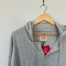 Load image into Gallery viewer, Chaser x Evereve Long Sleeve Snap Front Hoodie Sweatshirt Heathered Grey S NWT
