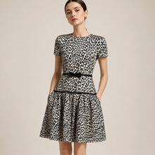 Load image into Gallery viewer, VALENTINO Silk Blend Animal Print Pleated Dress Black/White 10
