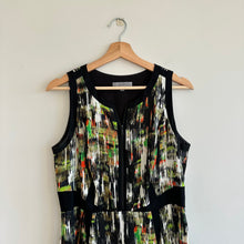 Load image into Gallery viewer, Classiques Entier Silk Blend Sleeveless High Low Dress Black Green 10

