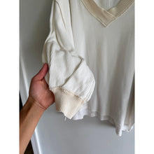 Load image into Gallery viewer, We The Free Ricky Thermal V-Neck Ribbed Knit Long Sleeve T-Shirt White M
