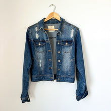 Load image into Gallery viewer, Celebrity Pink Distressed Denim Button Front Jean Jacket XS Blue
