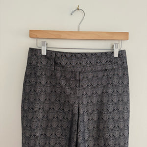 Ann Taylor Margo Silk Printed Trousers Black Silver 0
