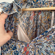 Load image into Gallery viewer, Free People Feeling Groovy Tiered Bell Sleeve Floral Casual Maxi Dress Blue S
