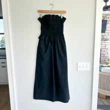 Load image into Gallery viewer, GILLI Strapless Cotton Smocked Bodice Wide Leg Jumpsuit Black M
