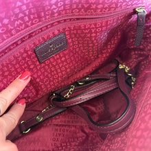 Load image into Gallery viewer, Kate Spade Pebbled Leather McCall Street Carli Doom Satchel with Tassel Plum
