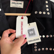 Load image into Gallery viewer, Zadig &amp; Voltaire Lala Suede Leather Studded Button Front Jacket Black L NWT
