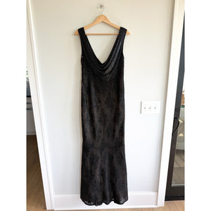 Carmen Marc Valvo Scattered Sequin Cowl Neck Sleeveless Gown Black 12