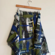 Load image into Gallery viewer, AKRIS Collector's Graffiti Abstract Print Scarf Blue Green OS
