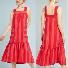 Load image into Gallery viewer, Anthropologie Maeve Tonal Striped Sleeveless Pocket Midi Dress XS
