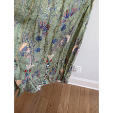 Load image into Gallery viewer, Saloni Lea Silk Floral Print Jacquard V-Neck Puff Sleeve Midi Dress Green 10
