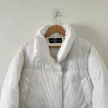 Load image into Gallery viewer, Hipchik Couture Zip Up Sequin Tongue Puffer Jacket White L
