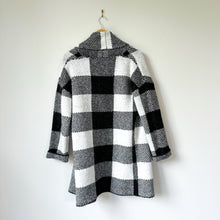 Load image into Gallery viewer, RD Style Buffalo Plaid Open Front Cardigan Sweater Black/White M
