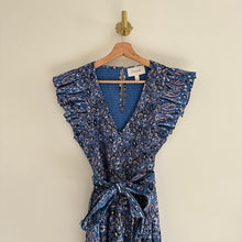 Load image into Gallery viewer, Cleobella Autumn Paisley Print Flutter Sleeve Smocked Midi Dress Blue L
