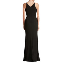 Load image into Gallery viewer, Dress The Population Iris Crepe Plunge V-Neck High Slit Sleeveless Gown Black 6
