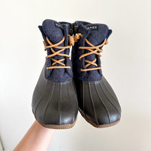 Load image into Gallery viewer, Sperry Quilted Lace Up Waterproof Rubber Duck Boots Blue 8
