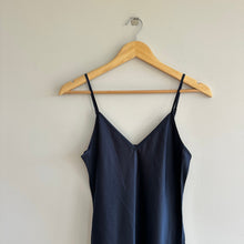 Load image into Gallery viewer, Quince Silk V-Neck Midi Dress Navy S NWT
