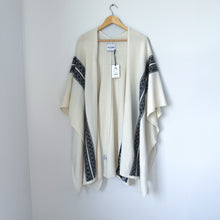 Load image into Gallery viewer, Kujten Cape Liv 2-Threads Cashmere Fringed Open Front Cape Sweater Beige OS NWT
