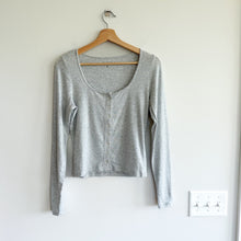 Load image into Gallery viewer, Abercrombie &amp; Fitch Women's Long-Sleeve Rib Icon Button-Through Top Grey S
