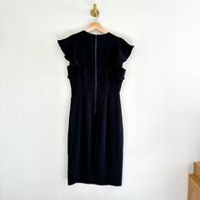 Load image into Gallery viewer, Chelsea28 Crew Neck Flutter Sleeve Mini Sheath Dress Black 4
