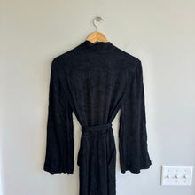 Load image into Gallery viewer, BCBGMaxAzria Jacquard Floral Belted Long Sleeve Jumpsuit Black XS
