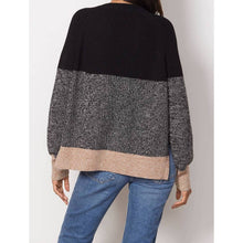 Load image into Gallery viewer, French Connection Lottie Colorblock V-Neck Pullover Sweater Black/Gray M
