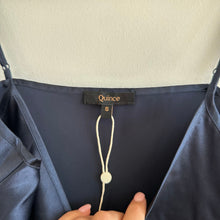 Load image into Gallery viewer, Quince Silk V-Neck Midi Dress Navy S NWT
