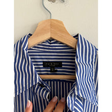 Load image into Gallery viewer, Rag &amp; Bone Nadine Pinstripe Long Sleeve Mini Shirt Dress Blue L
