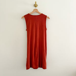 DREW Anthropologie Twist Front Tie Sleeveless Mini Wrap Dress Rust S