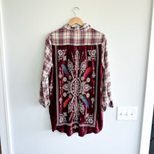 Load image into Gallery viewer, Johnny Was Lorie Plaid Pattern Embroidered Long Sleeve Shirt Red M
