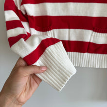 Load image into Gallery viewer, Express Knit Cropped Striped Sweater Red White XS
