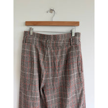 Load image into Gallery viewer, Commense Plaid Pattern High Rise Wide Leg Pants Brown Red L NWT
