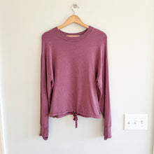 Load image into Gallery viewer, Athleta Marina Crew Neckline Long Sleeve Tie Button Sweatshirt Pink M
