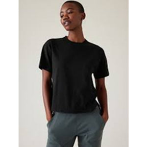 Athleta Effortless Cropped Crew Neck Short Sleeve T-Shirt  Black XL
