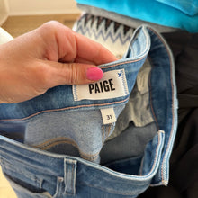 Load image into Gallery viewer, Paige Claudine Darling With Siesta Frayed Hem Denim Flared Jeans Blue 31

