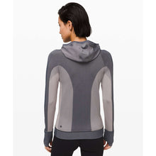 Load image into Gallery viewer, Lululemon Ebb To Train Abstract Zip Up Hooded Jacket Gray/Cream 6
