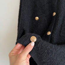Load image into Gallery viewer, Line And Dot Khloe Boucle Button Front Casual Knit Cardigan Black L
