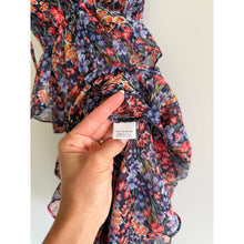 Load image into Gallery viewer, Misa Lillian Floral Pattern Ruffles Tiered Mini Dress Blue Red S
