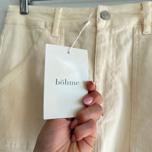Load image into Gallery viewer, Böhme Khloe Denim Front Slit Cargo Pockets Midi Skirt Cream S NWT
