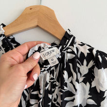 Load image into Gallery viewer, J. Crew Ruffle-Neck Peasant Floral Print Midi Dress Black White 0
