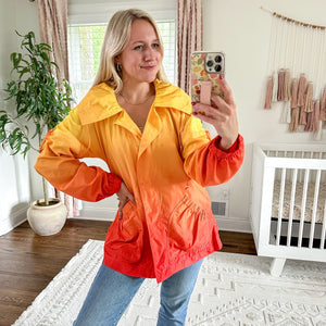 ST. JOHN SoCa Ombré Foldover Windbreaker Jacket Orange