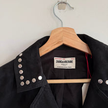 Load image into Gallery viewer, Zadig &amp; Voltaire Lala Suede Leather Studded Button Front Jacket Black L NWT
